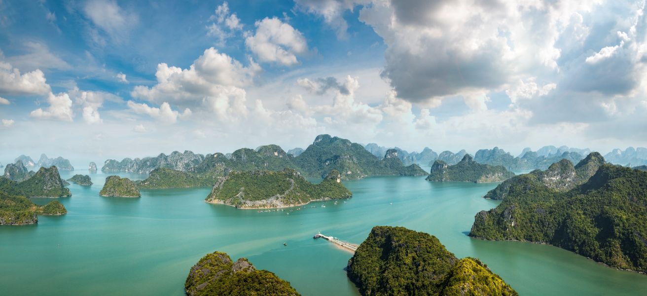 Limestone peaks and waterways in Vietnam